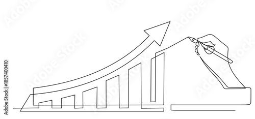 Hand drawing business concept sketch of economical growth presentation diagram white board. Growing chart image with arrow up