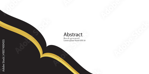 Luxury Gold Wave Border on Black Background with White Copy Space. Modern creative trendy design in vector illustration