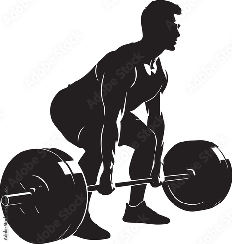 Man lifting weights in a strong silhouette pose