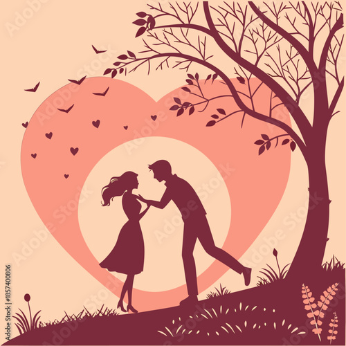 Couple sweet playing romantic scenery