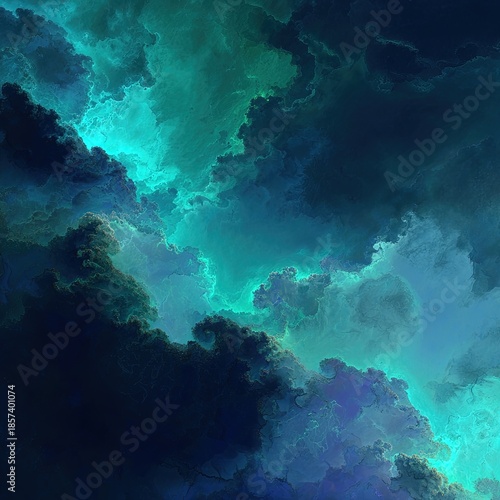 Wallpaper Mural Abstract Teal Sky Cloud Digital Art Torontodigital.ca