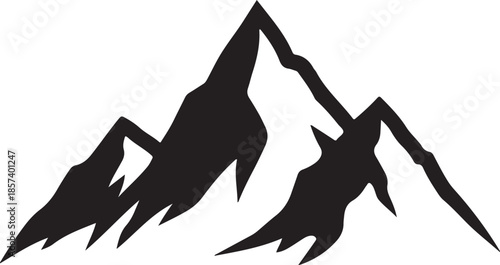 Majestic mountain range in bold black silhouette