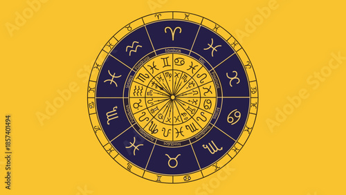 Astrology Wheel with Zodiac Signs and Symbols 2.