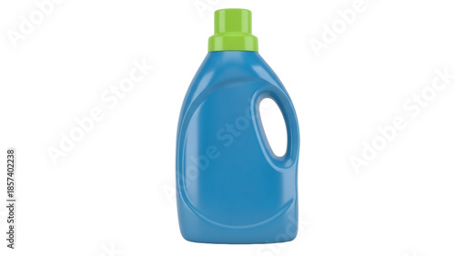 Obraz na płótnie Blue laundry detergent bottle with green cap isolated PNG, cleaning product for