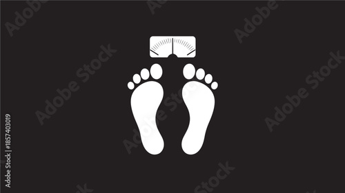 White Footprint Icon on Black Background with Underwear