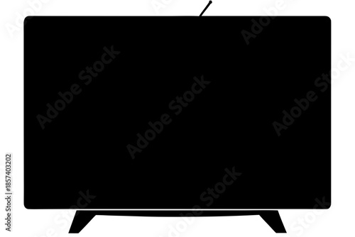 Flat TV screen silhouette vector,  computer screen or tv panel black symbol
