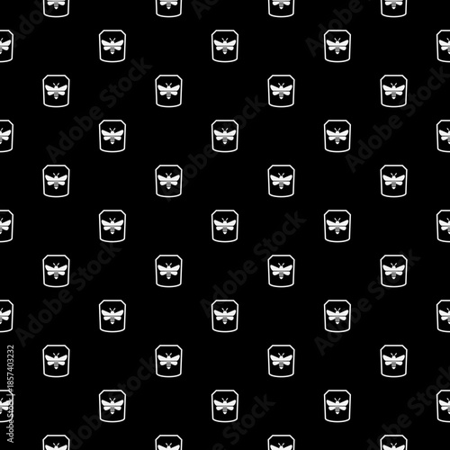 Protect bee seamless pattern isolated on black background