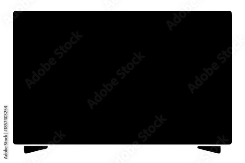 Flat TV screen silhouette vector,  computer screen or tv panel black symbol
