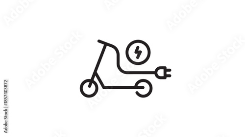 Electric Scooter Icon with Lightning Bolt Battery