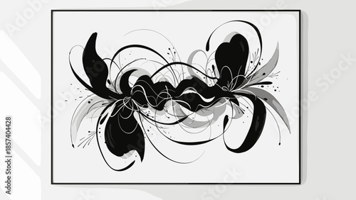 Black and White Abstract Art Design Element.