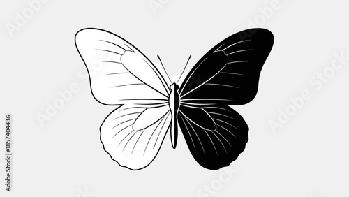 Black and White Butterfly Illustration.