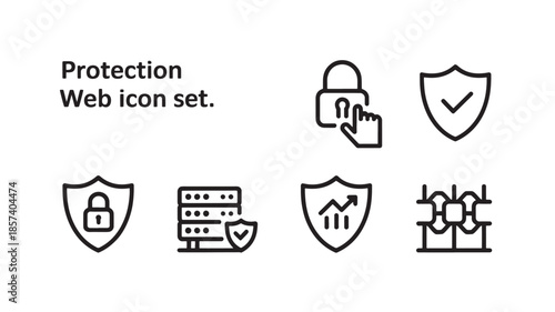 Web Security Icons Set with Shield, Lock, and Checkmark
