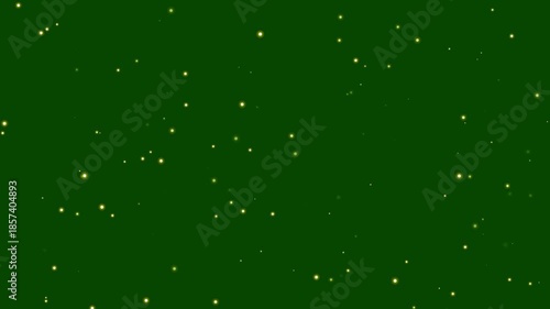 Abstract Glowing Gold Particles Floating on Dark Green Background Loop