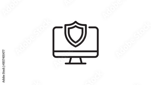 Computer Screen with Shield Icon for Security