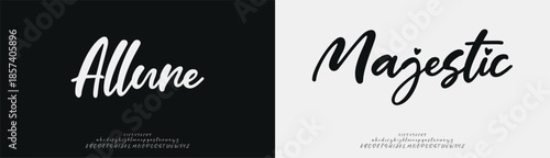 Abstract Script Fashion font alphabet. Minimal modern urban fonts for logo, brand etc. Typography typeface uppercase lowercase and number. vector illustration
