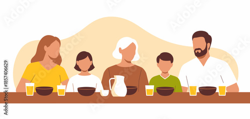 A cozy family scene at a dining table where a multi-generational group enjoys a meal, highlighting the importance of family connections and shared experiences in life.