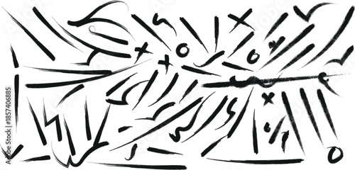 Abstract expressionist artwork with geometric patterns and symbols