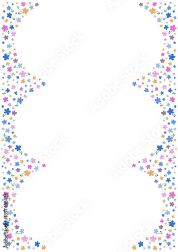カラフルなかわいい小花柄のフレームイラスト(縦型)