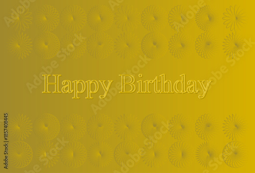 誕生日祝いのベクターイラスト(金色アイコン花模様)