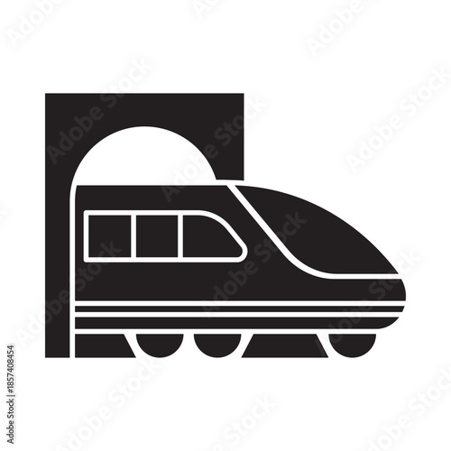 Freight train with locomotive, passenger train icons collection. Black silhouette of freight trains collection. Set of railway transport