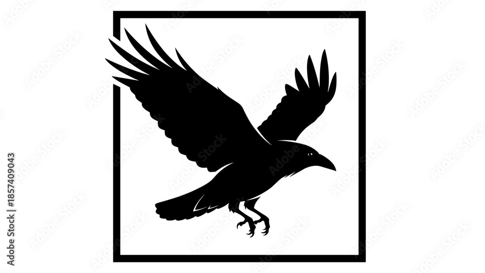 Obraz premium Black Bird Silhouette Flying with Claws 1.