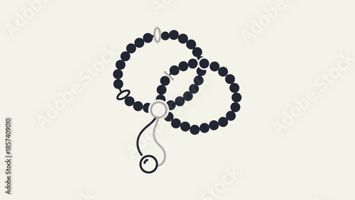 Black Beaded Prayer Mala Necklace with Tassel.