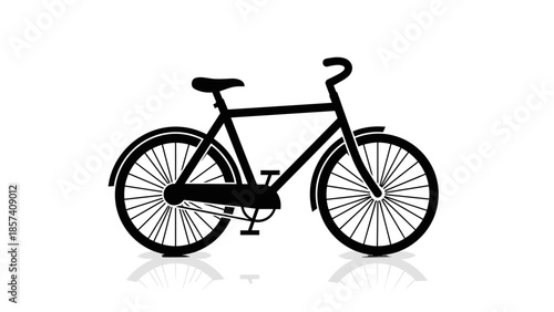 Black Bicycle Silhouette with Spoke Wheels.