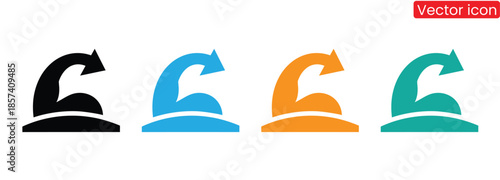 Set of modern vector icons featuring curved arrows in black, blue, orange, and green on a clean white background for versatile design use