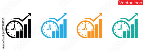 Vibrant vector icons illustrating business growth and time management