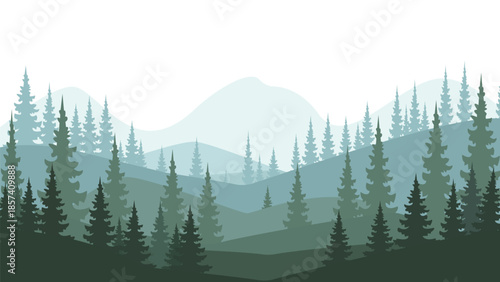 Forest Landscape with Mountains
