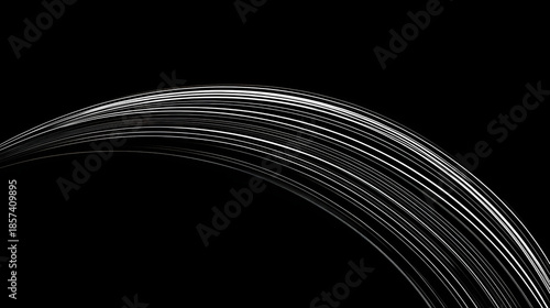 disequilibrium. White arc patterns showing rotational motion trajectory on minimalist background. STEM education sheets, lab safety posters, designed for biotech research communications.