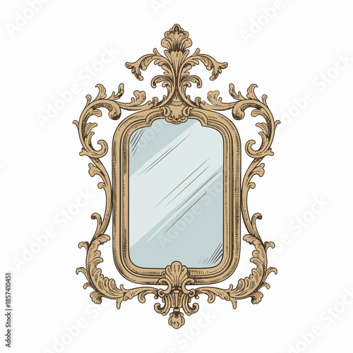 An elegantly designed vintage mirror frame featuring intricate ornamentation, showcasing a blend of classic beauty and artistic craftsmanship in home decor.