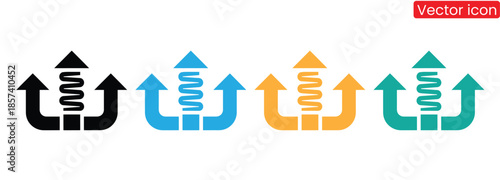 Vibrant arrows with springs symbolize growth and progress in various fields