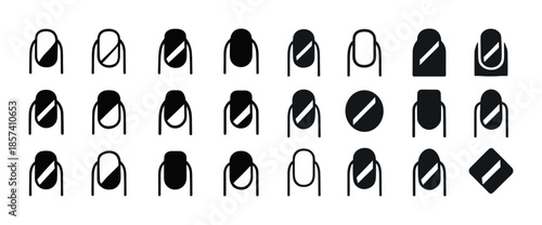 Set of geometric nail art designs in black and white