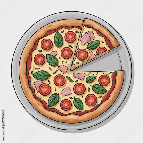 A mouthwatering pizza topped with fresh ingredients sits on a plate, showcasing culinary artistry and the joy of delicious food, appealing to food lovers everywhere.