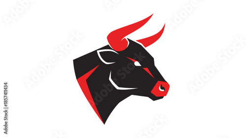 Black Bull Head with Red Horns.