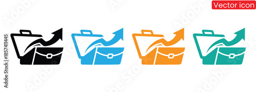 Vibrant briefcase icons with arrows symbolizing business growth and success