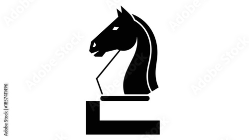 Black Chess Knight Piece Silhouette Icon.
