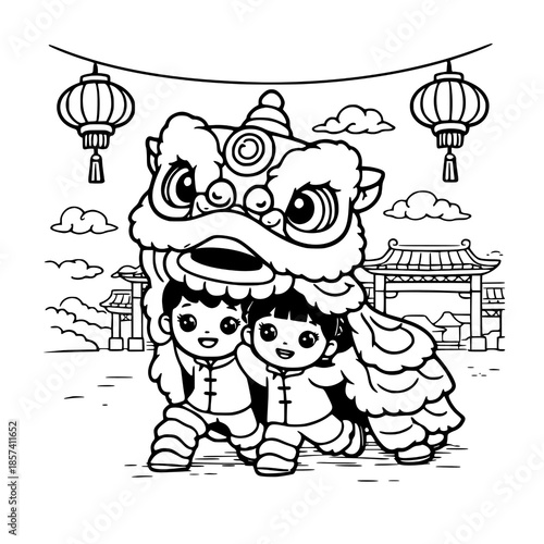 Bold and easy Lunar New Year coloring pages for kids featuring Chinese New Year scenes and traditional activities. Perfect for classroom lessons, holiday fun, and printable crafts with simple, kid-fri
