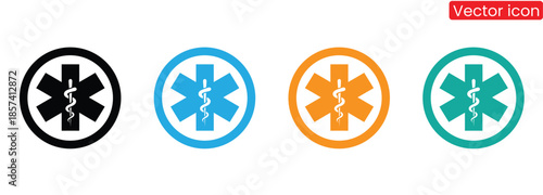 Set of colorful medical emergency icons for healthcare and rescue