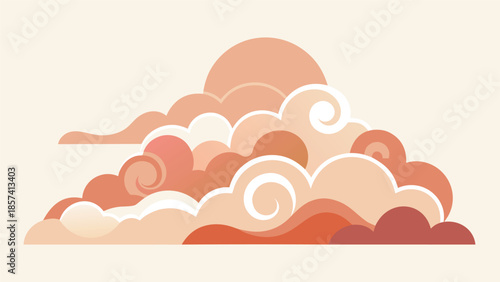 Whimsical cloud background with vibrant pink and yellow clouds floating in a light blue atmosphere..eps
