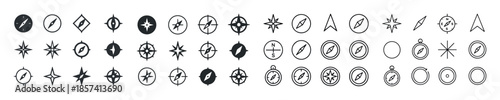 Collection of diverse compass and navigation icon designs