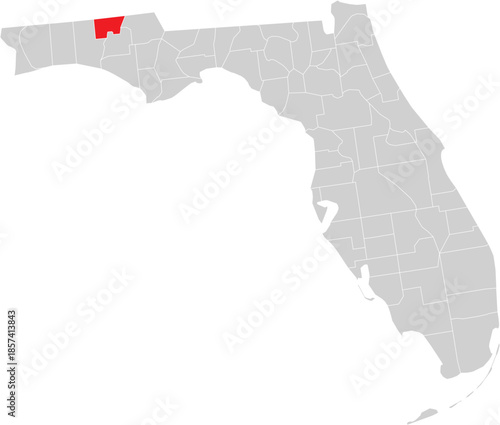 Holmes County on the Map of Florida State Editable Vector
