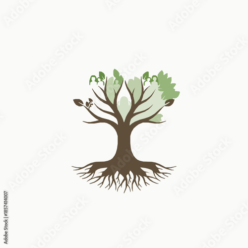 Minimal family tree logo icon vector in modern flat style