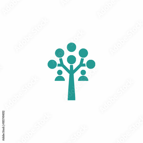 Family connection tree logo vector with circular unity symbol