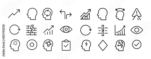 Icon set: business, technology, adaptability, analytics, growth