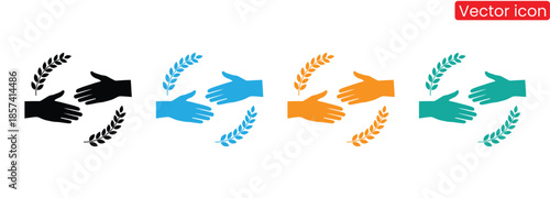 A symbolic representation of partnership and growth through hands exchanging plants with leaves, conveying cooperation, teamwork, and sustainability in a modern and elegant way.