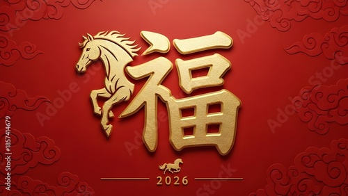Golden Horse in Chinese New Year design for 2026