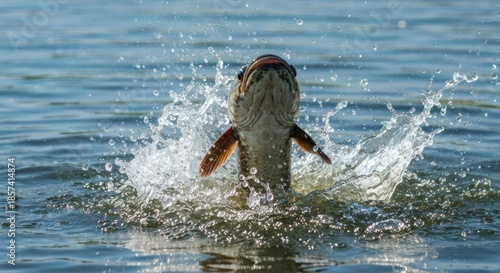 Fish leaping out of water, splashing