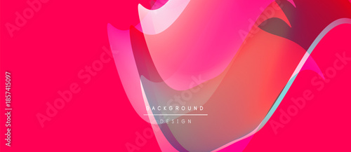 Abstract fluid shapes, vibrant pinks, turquoise hues. Modern design element, dynamic composition, gradient effects. Background texture suggests movement.